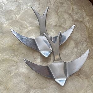 Mid-Century Modern Metal Bird Figurines - Aluminum Set of 2